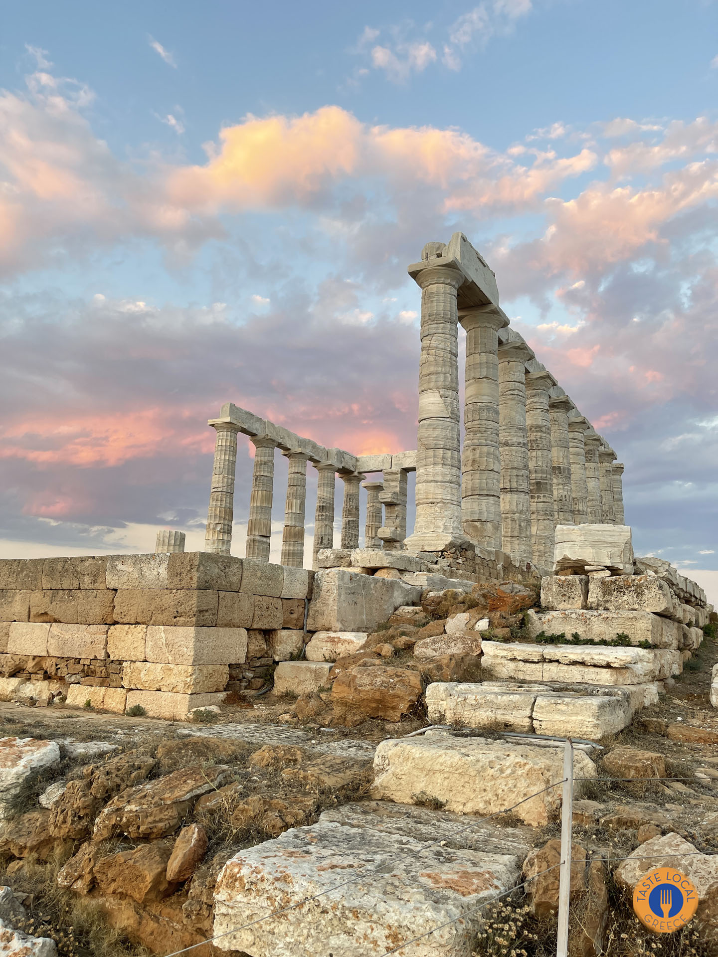 Ναός Ποσειδώνα Σούνιο καβοκολώνες Δύση