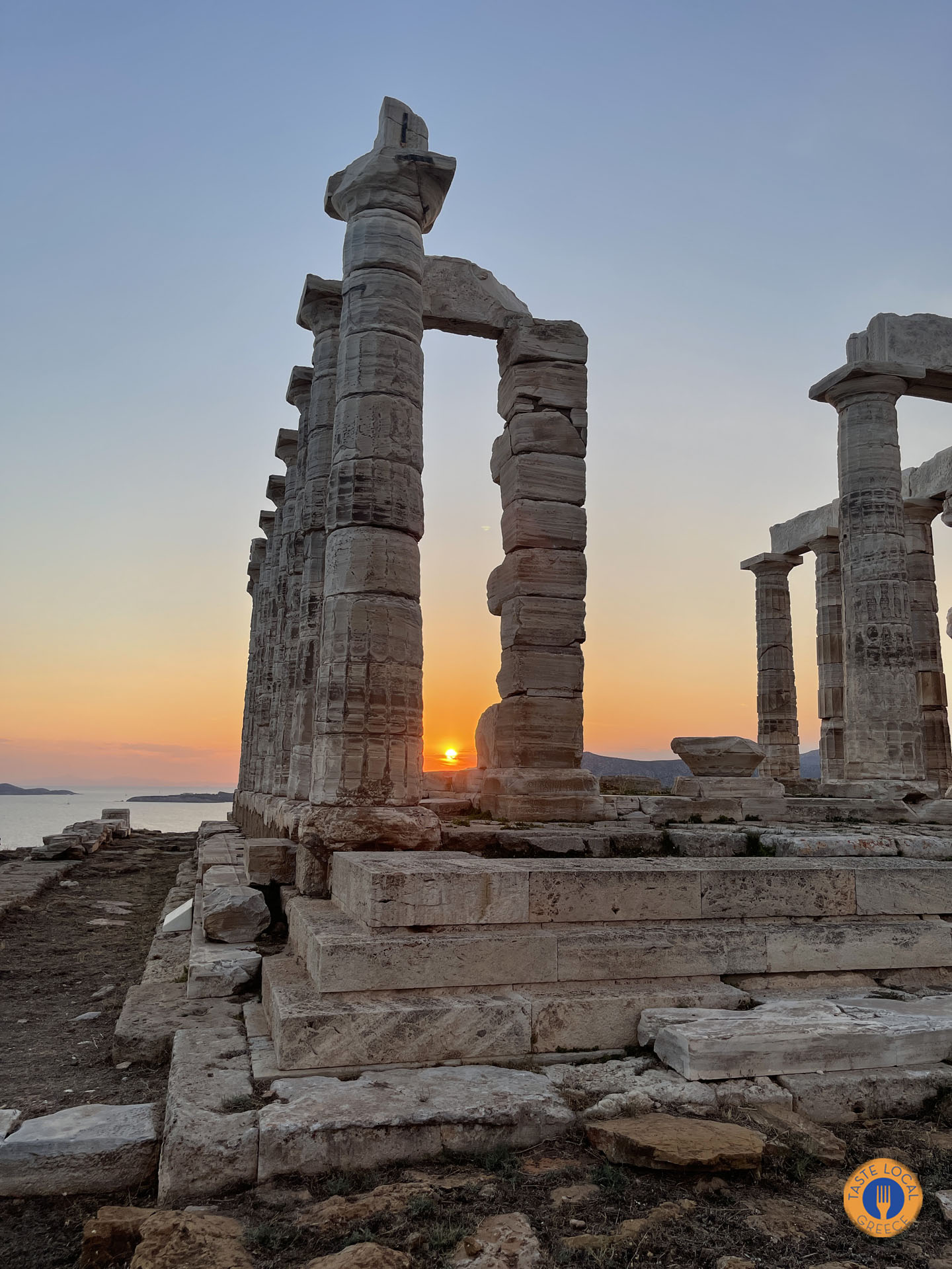 Ναός Ποσειδώνα Σούνιο καβοκολώνες Δύση